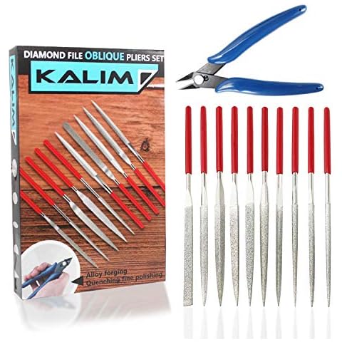 Diamond Needle File Set, 10PCS Diamond Files with 1 Wire Cutter and 1 Carrying Case, File Tools for Woodworking, Metalworking, Jewelry, Model, Hobby, etc Cover