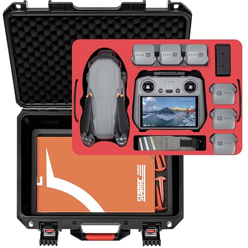 STARTRC Dual Layer Air 3S Case,Waterproof Carrying Hard Case Air 3S Fly More Combo, Contrôleur RC 2/RC/RC-N3/N2 pour DJI Air 3S Accessoires, Batterie et Hub de Chargement
