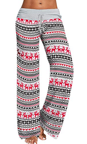 Image of AMiERY Women's Comfy Casual Pajama Pants Floral Print Drawstring Palazzo Lounge Pants Wide Leg