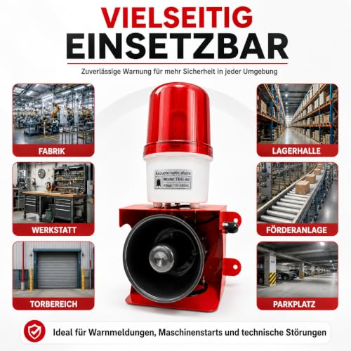 Valchoose Sirène d'alarme industrielle 115 dB avec flash LED IP65 – vue 7