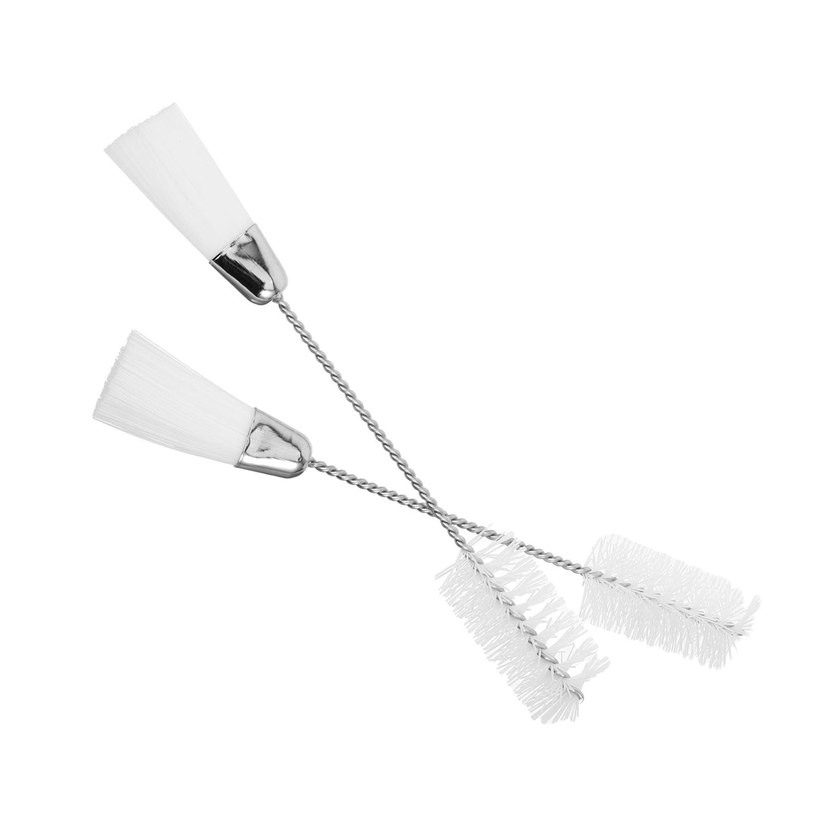 2 Pieces Sewing Machine Cleaning Brushes Double Headed Nylon Brush Iron Handle Compact for Saxophone Trumpet Flute Oboe Keyboard