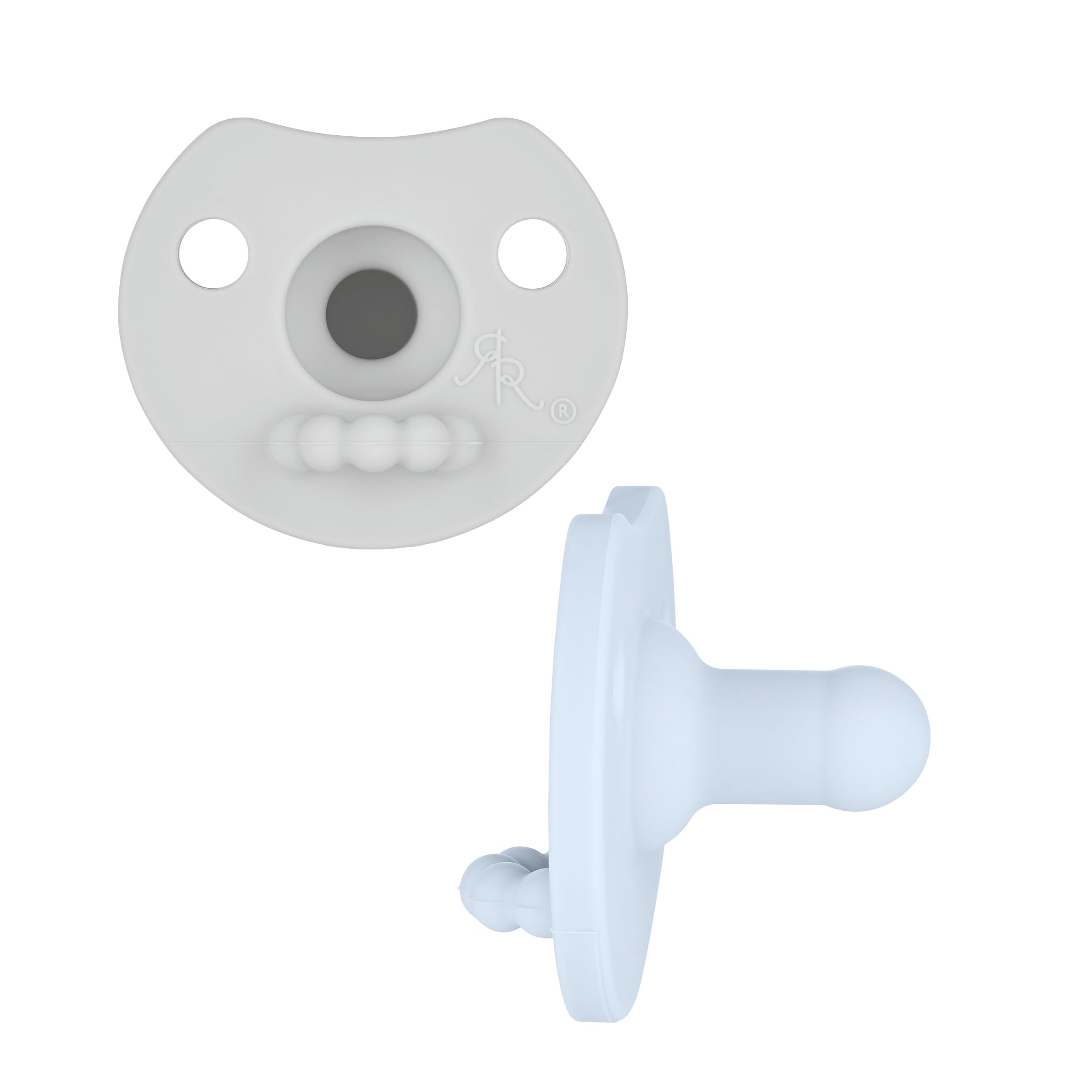 Ryan Rose Cutie PAT Pacifier Teether (Light, Blue/Grey (2 Pack))