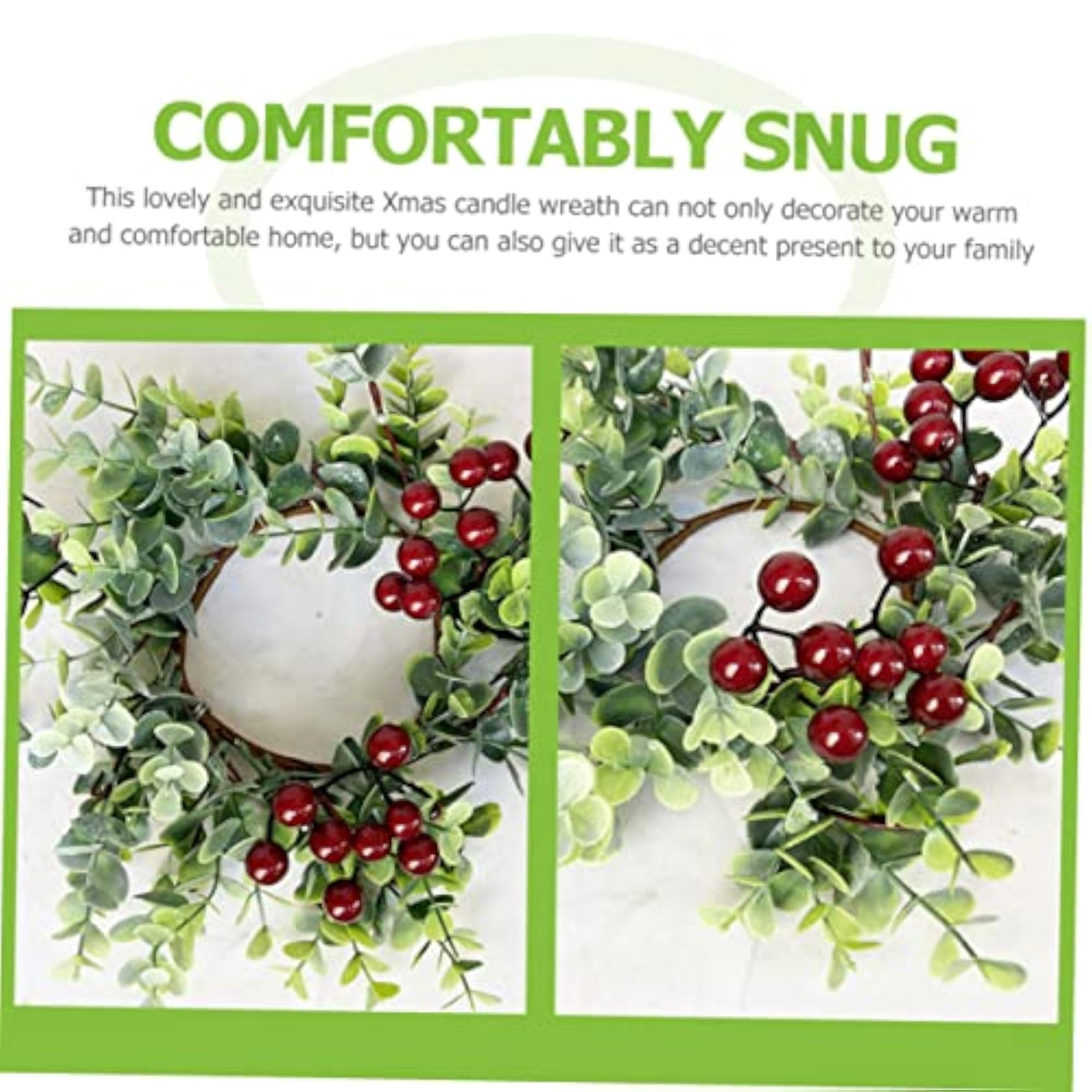 2pcs Artificial Berry Candle Wreath for Christmas Table Decor