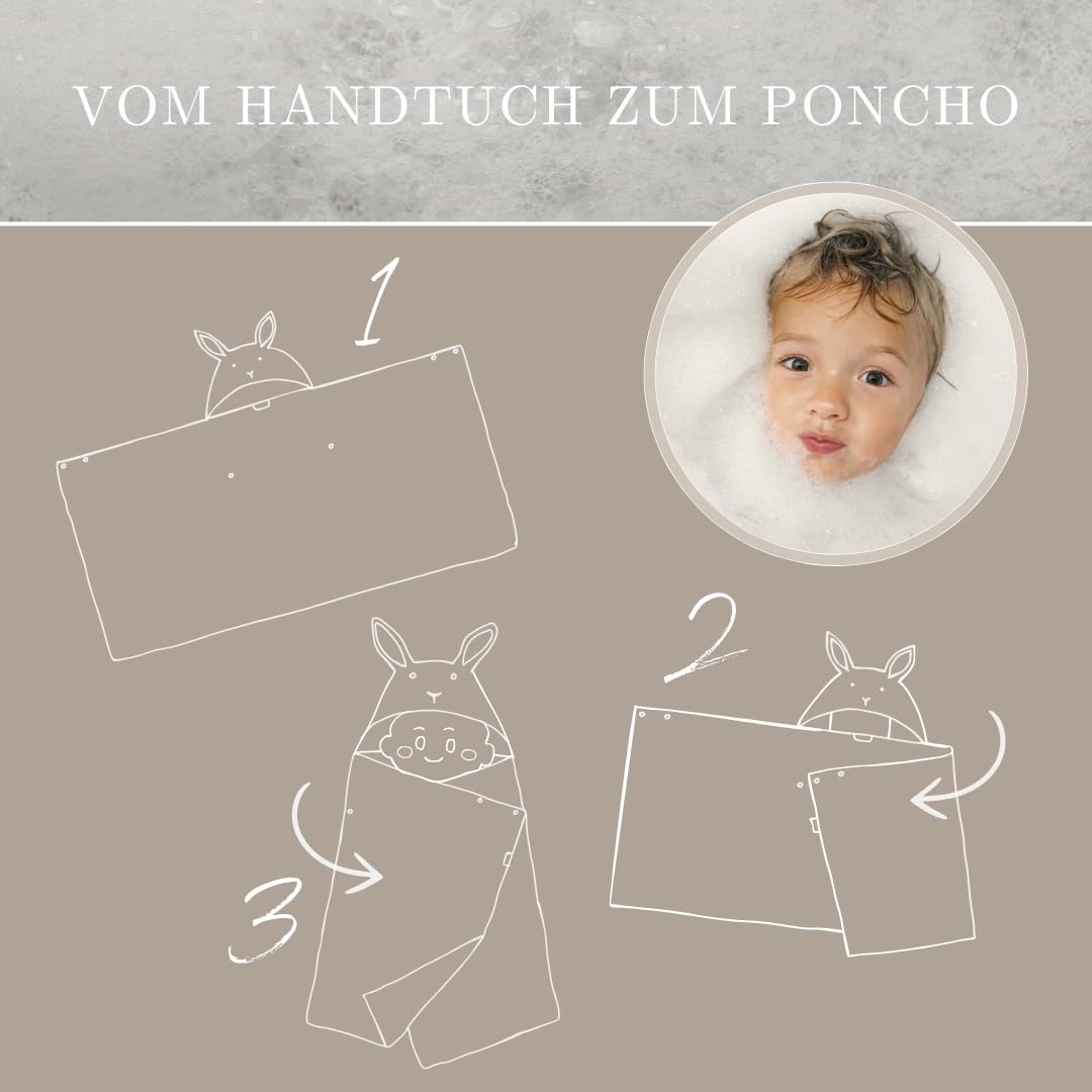 DIKOS Poncho de baño bebé y niños 70x140 cm Toalla con Capucha Conejito niña niño algodón orgánico Rizo Velour Suave Absorbente Regalo Nacimiento Baby Shower Canastilla Toalla Infantil tierna (Menta)