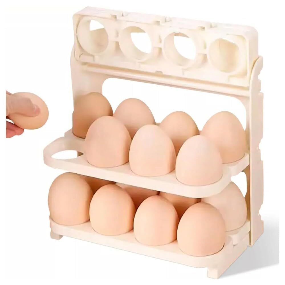 Shopera Egg Storage Box Refrigerator Side Door 24 Egg Storage Box 3 Layer Egg Grid Drop-Resistant Egg Holder Folding Egg Holder (Folding Egg Box)-image-41
