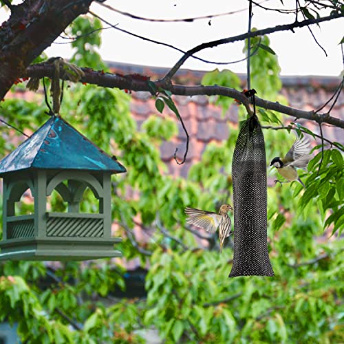 Alimentador de calcetines de pinzón 6 piezas para exteriores, sacos de alimentación de semillas de cardo duraderos blancos - Imagen 11 de 15