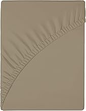wyewye Fitted Sheet, 160 x 200 x 25 cm, Microfibre Fitted Sheet, Shrinkage and Fade Resistant (Khaki)