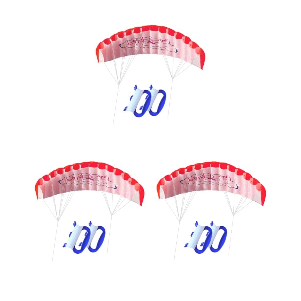 Lot de 3 cerf-volant double ligne pour le surf et les cascades Rouge