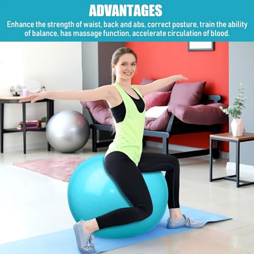 Image of Leyndo 2 Pcs Exercise Ball Yoga Ball with Pump 26 Inches / 65 cm for Workout Pregnancy Stability Anti Burst Birthing Fitness Improved Posture, Balance, Yoga, Pilates, Training
