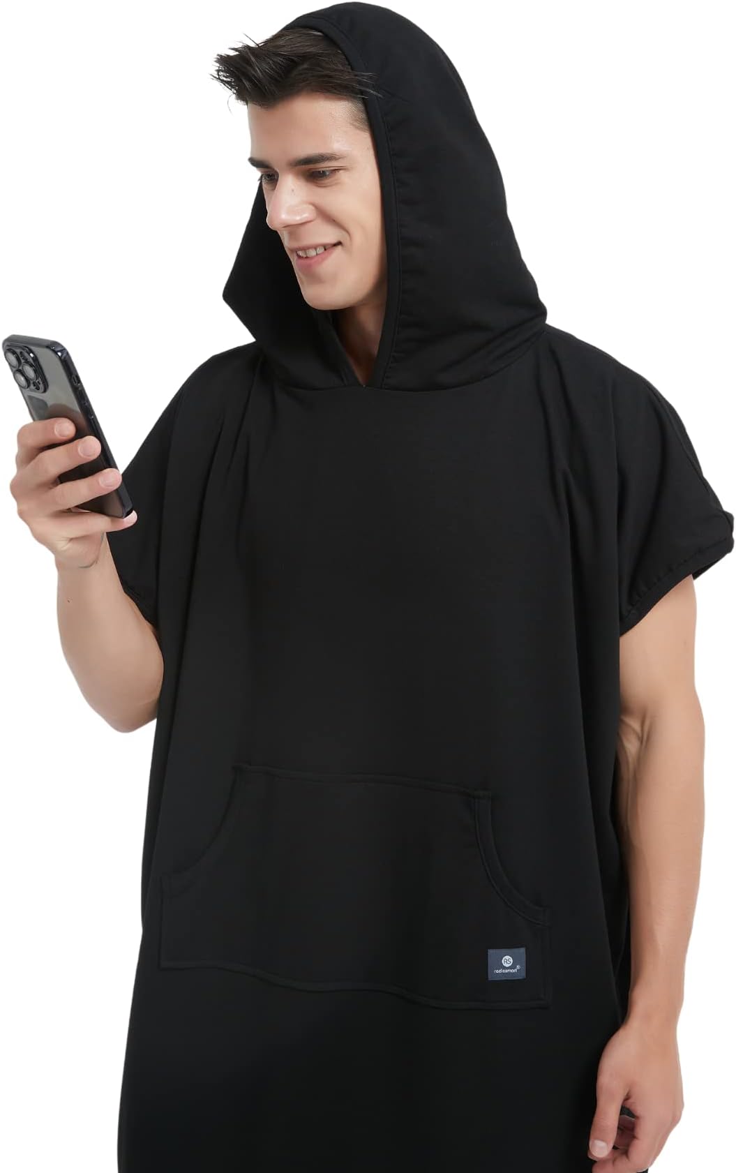 EMF Adult Hooded Poncho - Radiation Blanket, Wearable Faraday Blanket, RF Shielding, WiFi Blocker, Protection Clothing Oversized Black