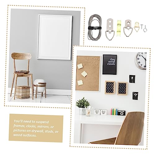 Image of 102pcs Picture Wire Hanger Kit Picture Hanging Hardware Screws Hooks and Wire for Easy Decoration