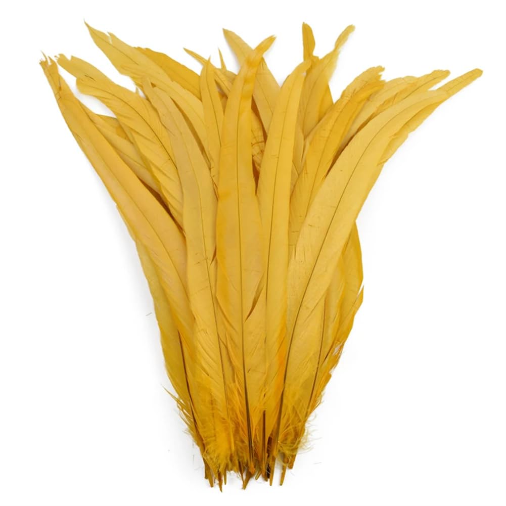 50Pcs Roose Rooster Coque Tail Feathers 40-45Cm 16-18" Rooster Feather Natural Pheasant Feather Golden Yellow