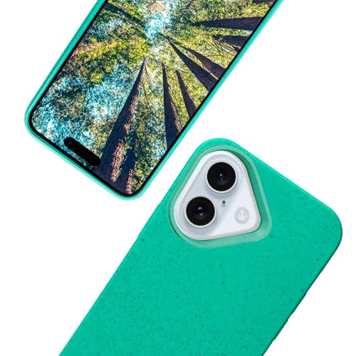 eplanita Cover Eco Compatibile con iPhone 16, Custodia in Fibra Vegetale, Protezione Antiurto, Resistente e Sostenibile (per iPhone 16, Verde Menta)