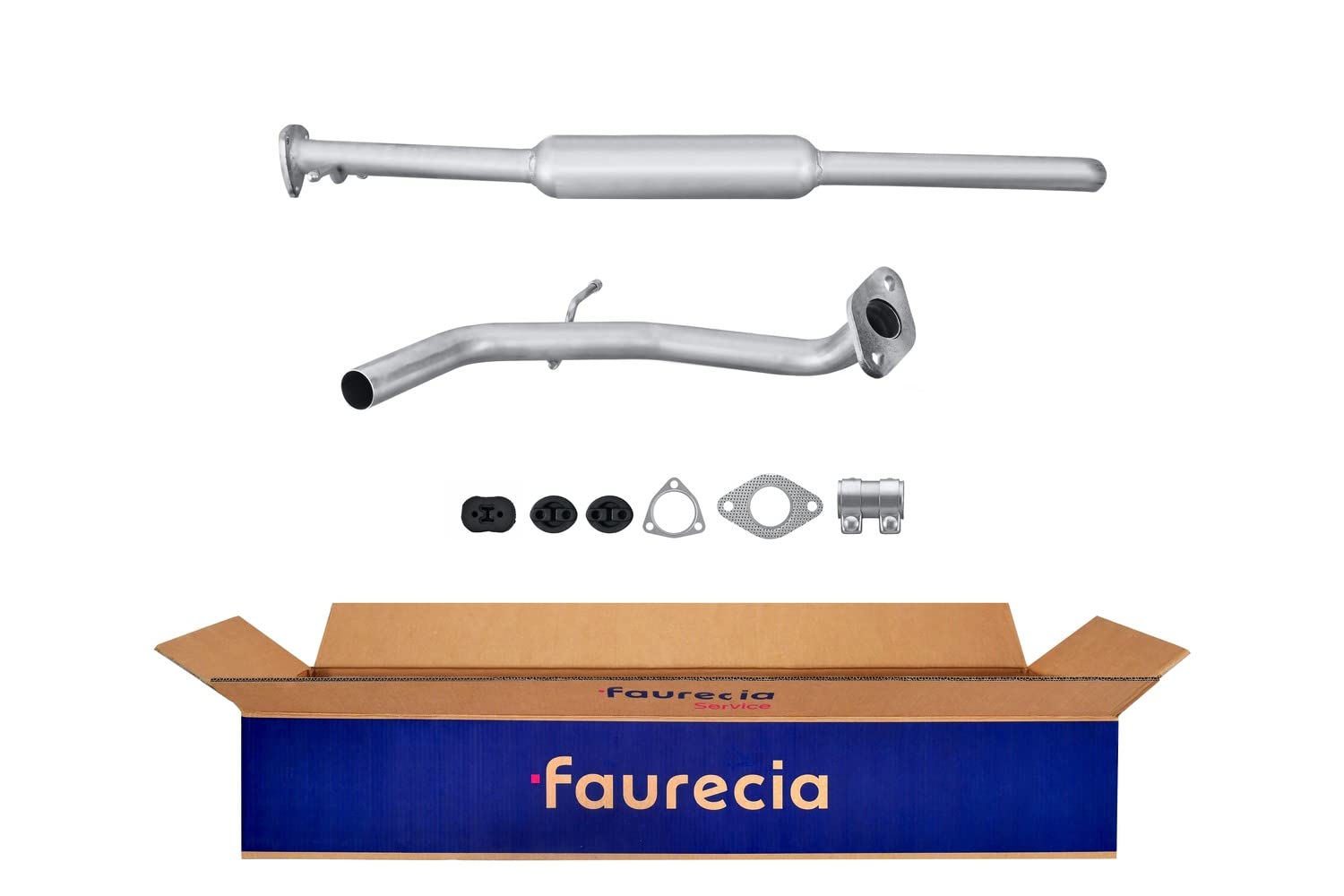 HELLA 8LB 366 020-811 Tłumik przedni - Easy2Fit® Kit - z przodu - dwuczęściowy - Komplet z elementami do montażu - dla m. in. HYUNDAI ACCENT