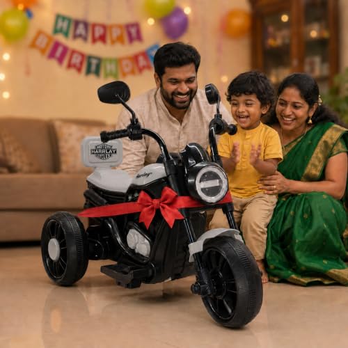 Image of Wishmaster Mini Harlay Electric Ride-On Bike for Kids | 6V Battery-Operated Motorcycle | Foot Accelerator | Suitable for Boys & Girls Aged 2-5 Years | Sturdy & Safe Toy Bike