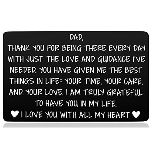 Ralukiia Wallet Note Card Gift for Dad Fathers Day Gift from Kids Birthday Christmas Card for Daddy from Daughter Son Wife Laser Engraved Metal Wallet Insert for Dad Father Step Dad