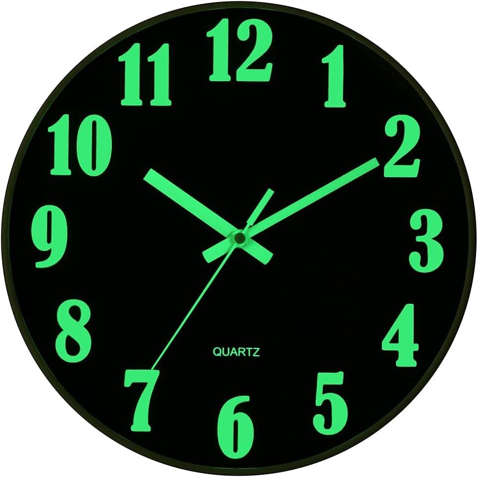 Horloge murale phosphorescente de 35,6 cm veilleuse pour salon JoFomp