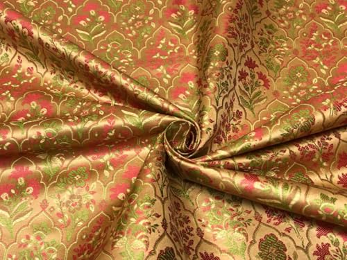 Tissu brocart de soie floral biscuit pour confectionner vos robes de soirée