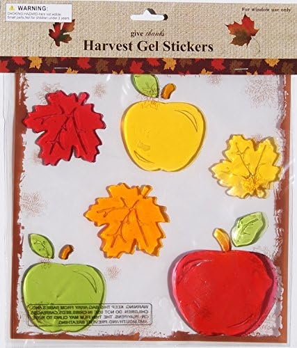 Autumn Fall Themed Gel Cling Set - Apples and Leaves - 12 Piece