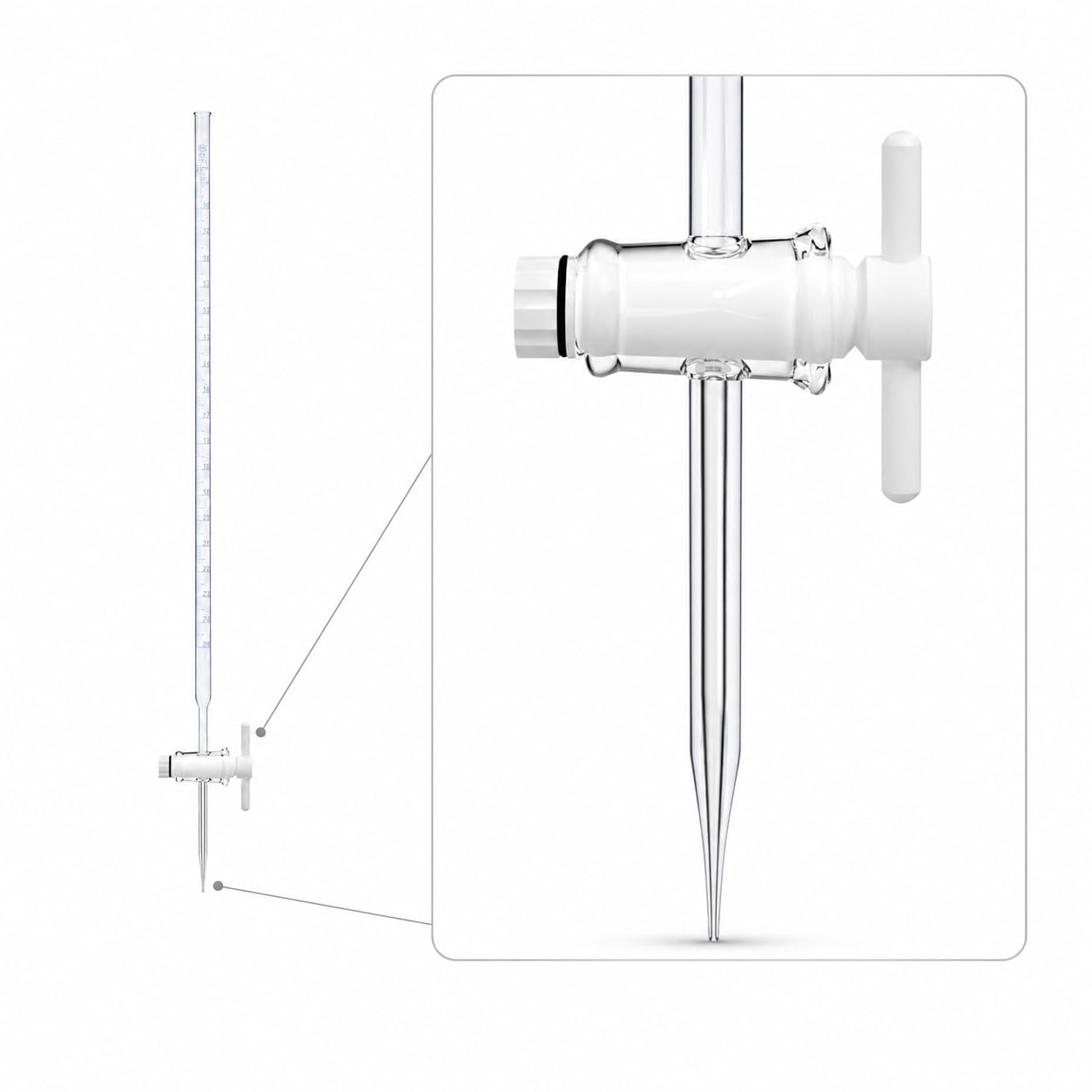 Borokrzemowa Szklana Biureta Kwasowo Zasadowa Zawór PTFE-50mL