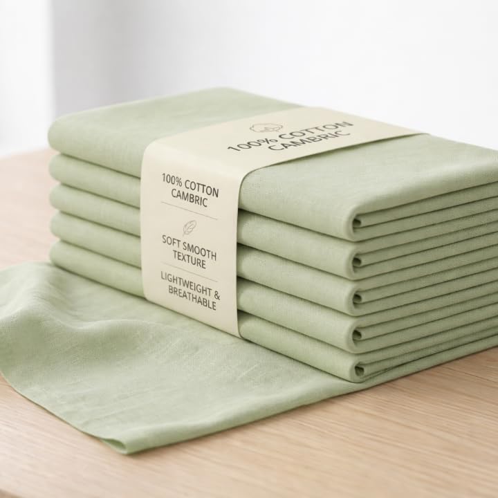 Image of Soimoi Green Solid 60 * 60's Cotton Cambric Fabric by 10 Yards, 56 Inch Wide Light Weight Material Suitable for Kurtis, Blouses, Kids Clothing, Tunics, Dresses and Summer Apparel
