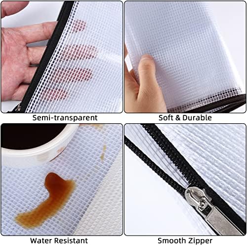 Plastic Wallets A4 Zip Wallets Ziplock Bags Zip Folder Zipper Bag A4 Folders Document Wallet (Black, 24pcs)
