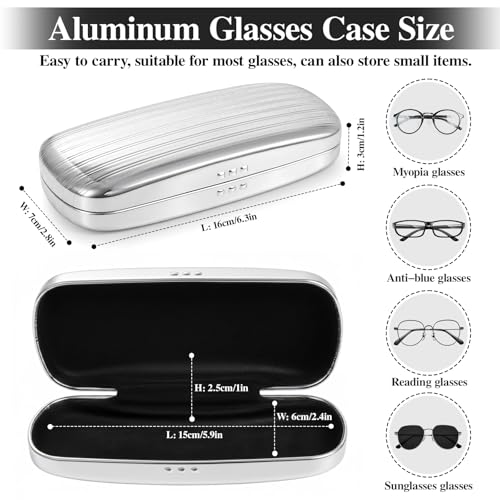 Image of Hifot Metal Eyeglass Case Hard Shell, Aluminum Spectacles Box Sunglasses Case for Men Women, Reading Glasses Holder