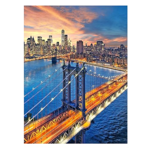SHEGZHUC 40 x 50 cm Pintura de diamante Puente de Nueva York Puente de Brooklyn Pintura de Diamantes Puentes Pintura de Diamantes Paisaje Pintura de Diamantes Arte Bordado Punto de Cruz Imágenes