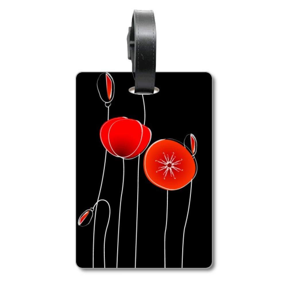 Étiquette d'identification rouge avec motif de cercle de fleurs chic