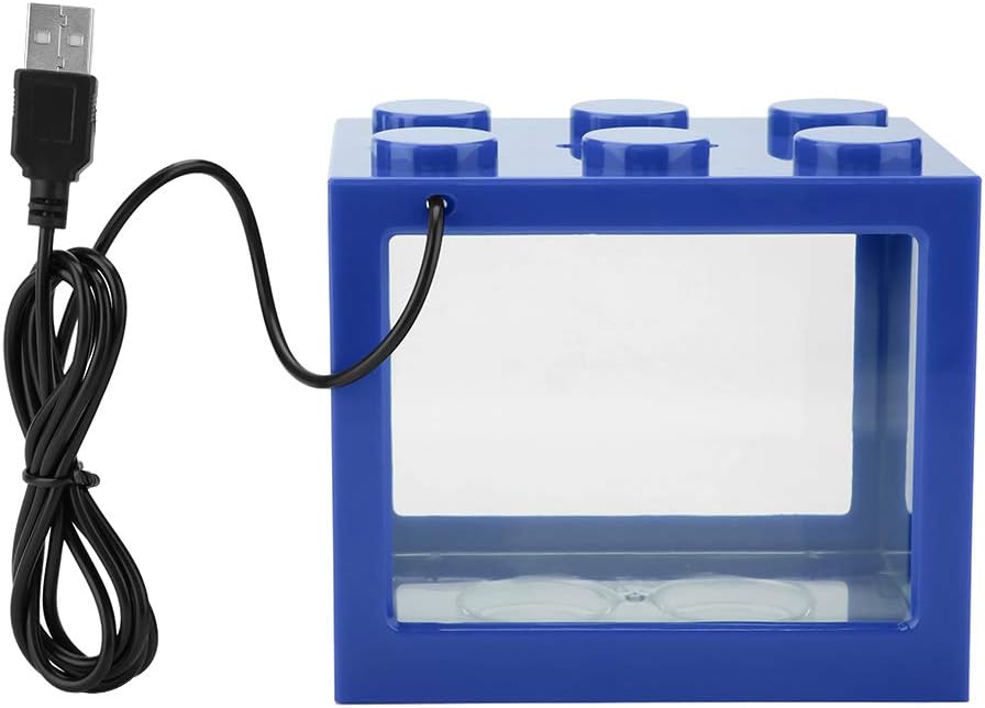 Small Fish, Acrylic Mini Fish Desktop Mini Aquarium Bowl for Goldfish Aquarium Starter Kits with USB LED Light Office Tea Table Decor