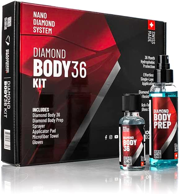 Diamond Body 36 Kit - Body 36 30ml Plus Body Prep 100ml Kit; Super-Hydrophobic; 3 Years of Protection; Nanodiamond Protective Coating; Effortless Application