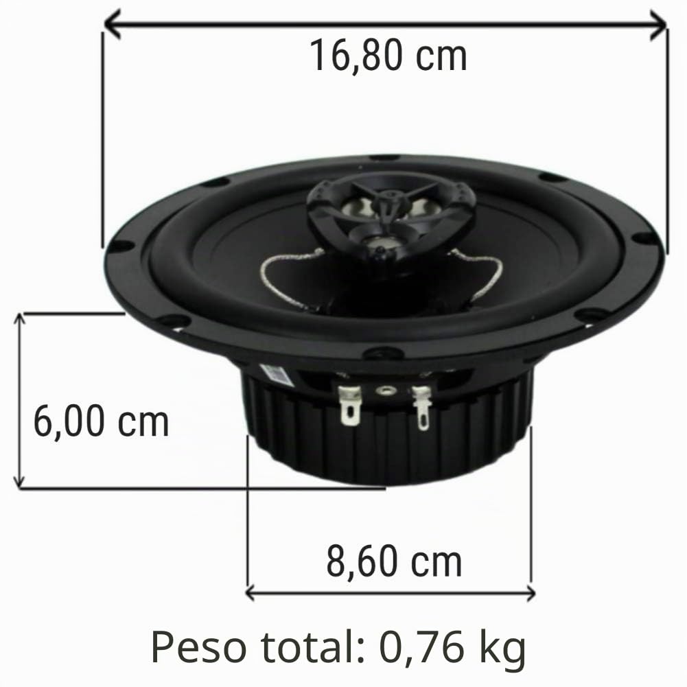 2 Altavoces RENEGADE RX62 coaxial de 2 vías 6,5" 16,50 cm 165 mm diametro 100 vatios rms 200 vatios MAX impedancia 4 ohmios 90 db spl Negro Coche, por par