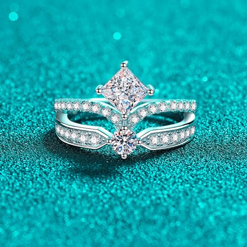 14K Gold 1.3 Carat Diamond Crown Princess Cut Engagement Rings | D-color Ideal Cut VVS1 Clarity | Womens Wedding Bands Ring Bridal Sets2