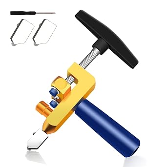 2 in 1 Glass and Tile Cutting Tool with Tungsten Steel Blades and Breaking Pliers Manual Hand Cutter for Glass, Mirrors, Ceramic and Glazed Tiles Ideal for DIY and Home Projects A