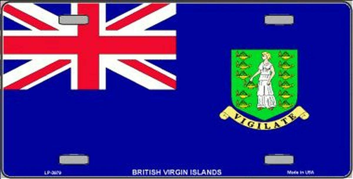 Biopracess Metalpostera6869 New License Plate British Virgin Islands Flag Novelty License Plate Sign 15X30 Cm