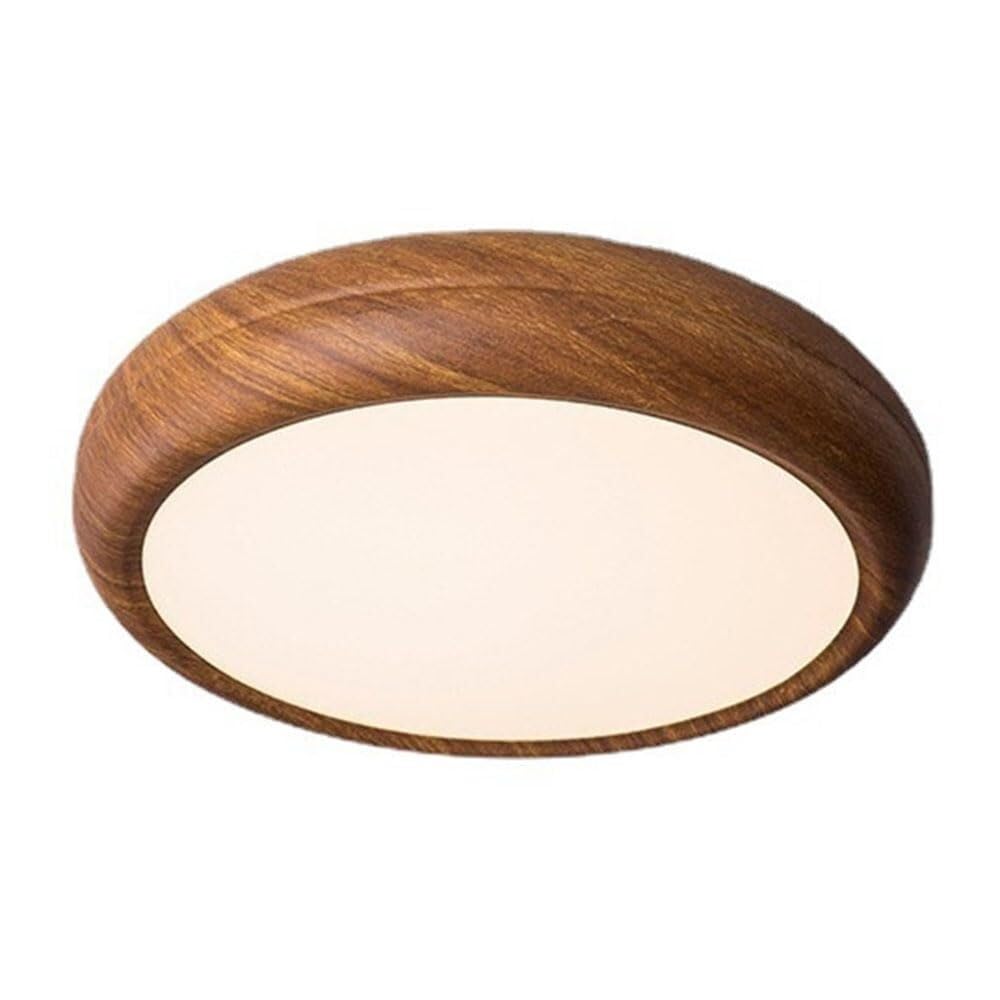 Lámpara de techo LED redonda de 60cm en hierro y nogal para salón