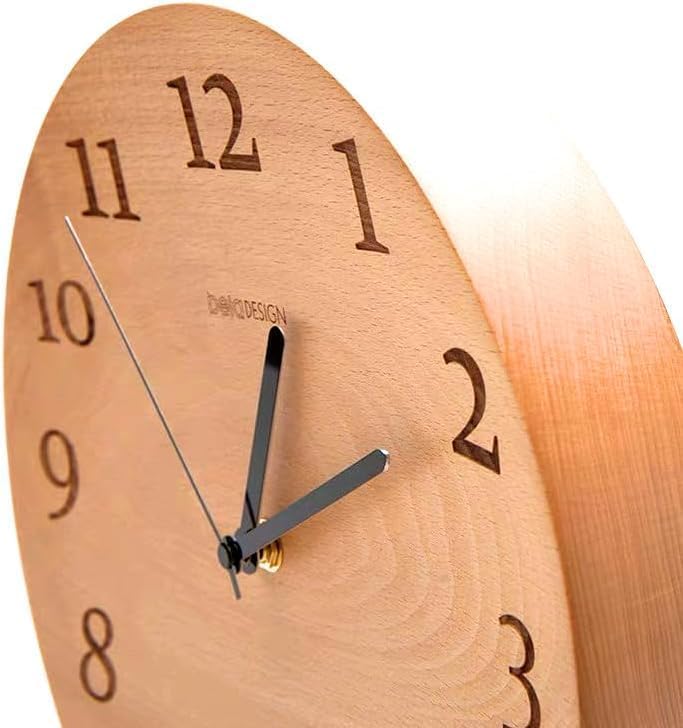 Amazon.co.jp: belaDESIGN 壁掛け時計 ドイツ産 天然木 ブナ 木製 丸形