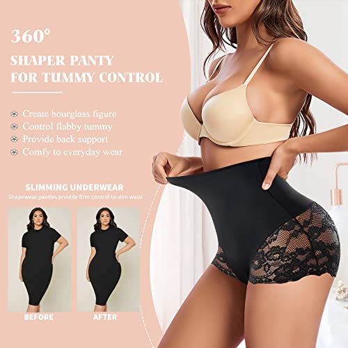 Tummy Control Shapewear Panties For Women High Waisted Body Shaper Shaping Underwear Slimming Panty Girdle (#1 Black,X-Large) #TOP3