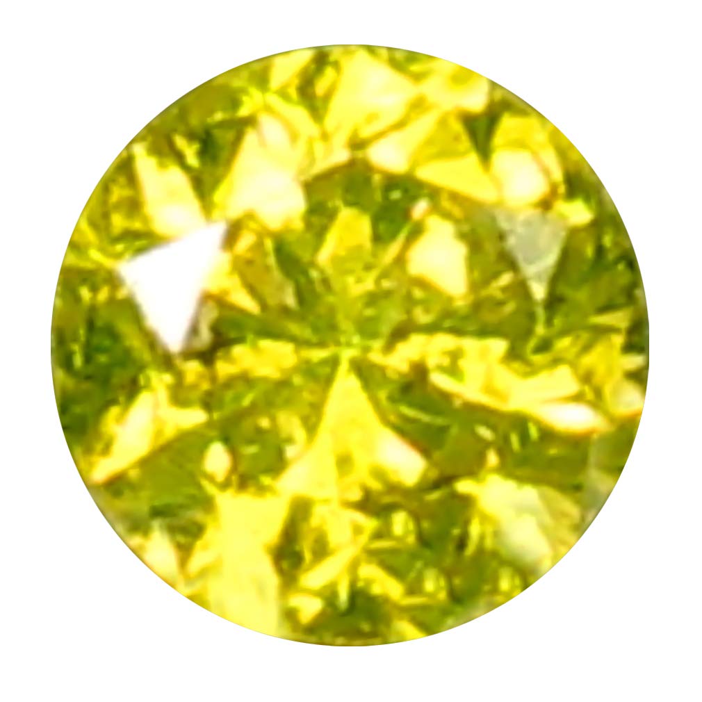 0,08 quilates AIG certificado forma redonda (3 x 3 mm) diamante amarillo vivo de fantasía natural suelto, Diamante natural, Diamante amarillo vivo de fantasía