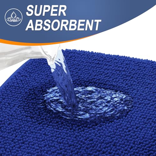 Image of OLANLY Thick Memory Foam Bathroom Runner Rugs 44x24, Extra Soft Absorbent Long Bath Rug, Quick Dry, Non-Slip, Machine Washable Bath Mat for Bathroom, Tub and Shower, Home Decor Accessories, Royal Blue