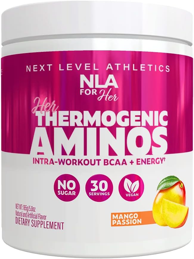 ( expires 10/2025) Her Thermogenic Amino Women's Pre Post & Intra Workout Booster (Mango Passion,30 Servings) w BCAA Essential Amino Acids, Caffeine, & Electrolytes- Max Your Workouts w Sustained Energy-Vegan,Sugar Free