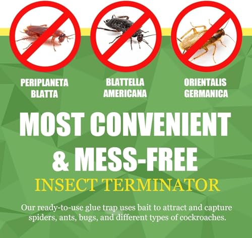 Sticky Insect Products (Sticky Insect Tape and Fly Paper) 20 Roach Traps Killer, Glue Trap, Crawling Bug Spider Cricket Ant Bait Trap Indoor infestation for House Garage, Pet Safe Pest Control