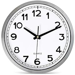 Bernhard Products Wall Clock Silent Non Ticking Large 12 " Silver Metal Frame Quartz Battery review