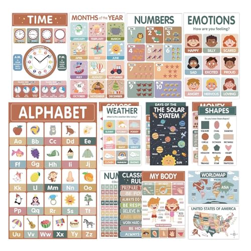 Tableau alphabet Ruwshuuk 28x43 cm pour aider l'enfant à apprendre les lettres à l'école