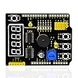 KEYESTUDIO Multi-Purpose Shield V2 with 4-Digit LED Display Module, Buttons and Buzzer for Arduinos Microcontroller for Mega, Electronic Programming Project