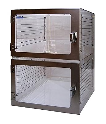 Two-Door Desiccator Cabinet Clear Acrylic, 16Wx16Dx24H in. with Gas Ports, Racks & Shelves