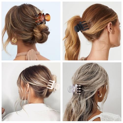 SMKSL Medium Hair Clips for Women 8 Pcs Small Claw Clips for Thin and Thick Hair 2 Styles Hair Claw Clips Combination Rectangle Banana Jaw Hair Accessories for Women and Girls (Transparent) - Thumbnail 6