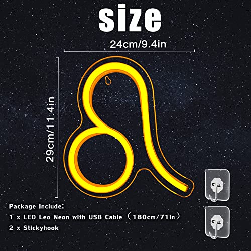 Image of The Zodiac Horoscope Neon Sign, Leo LED Neon Signs for Wall Decor, Astrology Zodiac Horoscope Neon Lights Beautiful Spiritual, Birthday Party, Home Kids Room Decor Leo