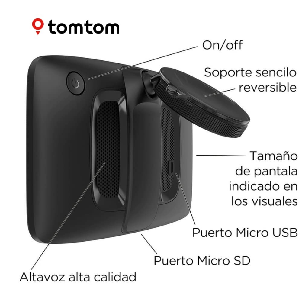 TomTom GPS para coche GO Basic, 5 pulgadas, con tráfico y prueba de radares gracias a TomTom Traffic, mapas de la UE, actualizaciones a través de WiFi, soporte reversible integrado, Negro
