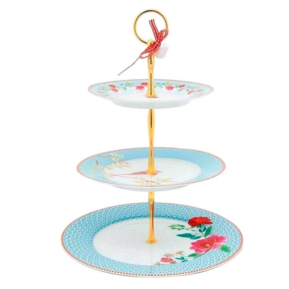 PIP StudioFloral GB 3 Layers Cake Stand, Blue